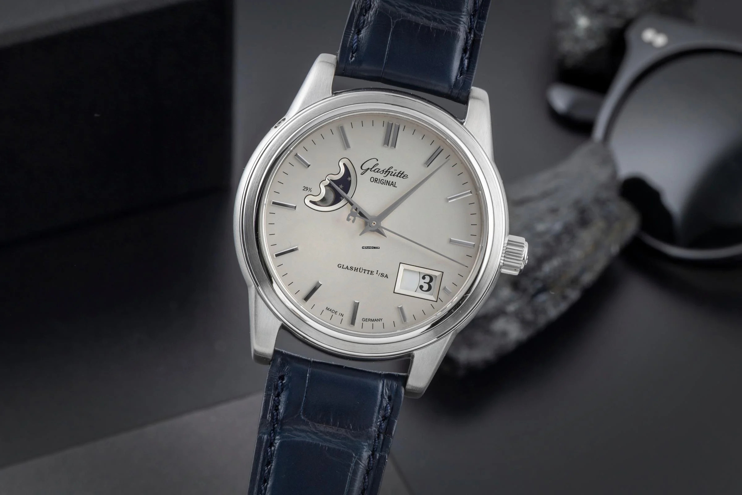 Glashütte Original Senator Panoramadatum Mondphase Panorama MoonPhase Automatik Herrenuhr Ref. 1-39-41-04-12-04