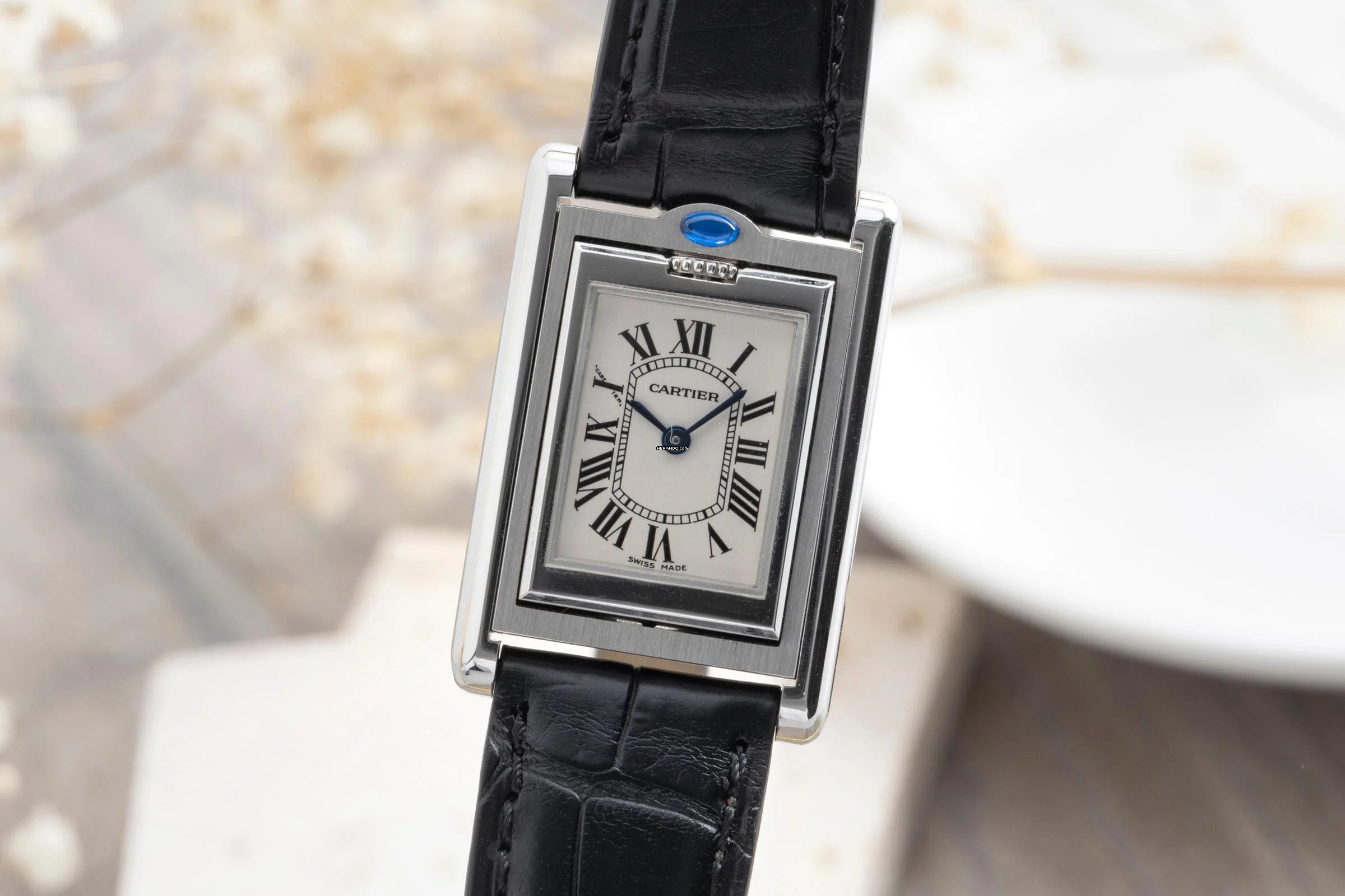 Cartier Tank Basculante Edelstahl Quarz Damenuhr Ref. W1011155 Box