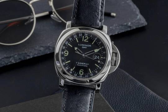  Panerai Luminor GMT Automatic 44 Stahl Automatik Herrenuhr Ref. PAM00063 B&P 2001 