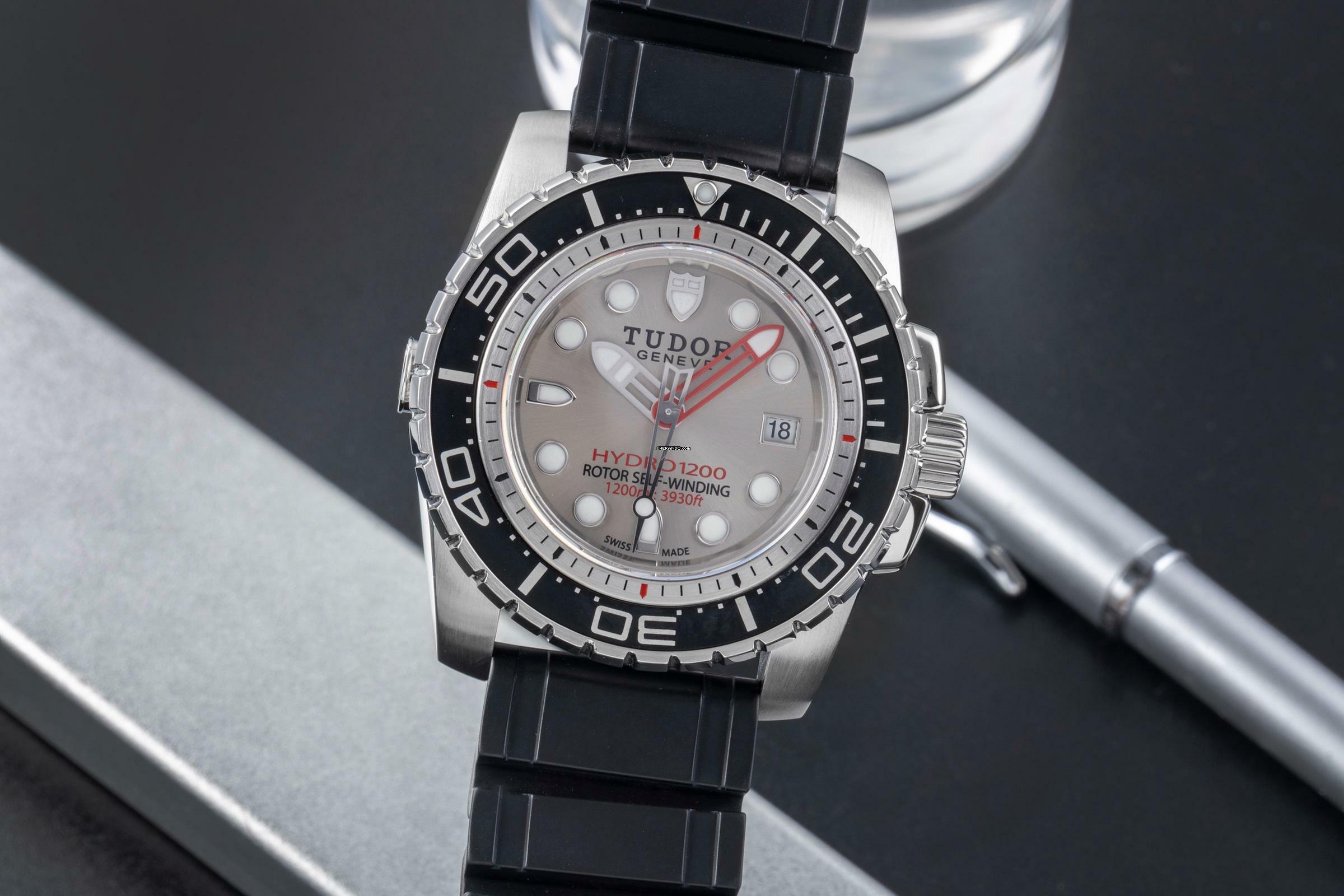 Tudor Hydronaut Hydro 1200 Stahl Automatik Herrenuhr Ref. 25000 Papiere 2014
