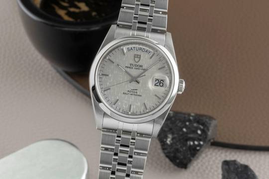  Tudor Prince Date Day Linen Dial Edelstahl Automatik Herren Ref. 76200 Papiere 