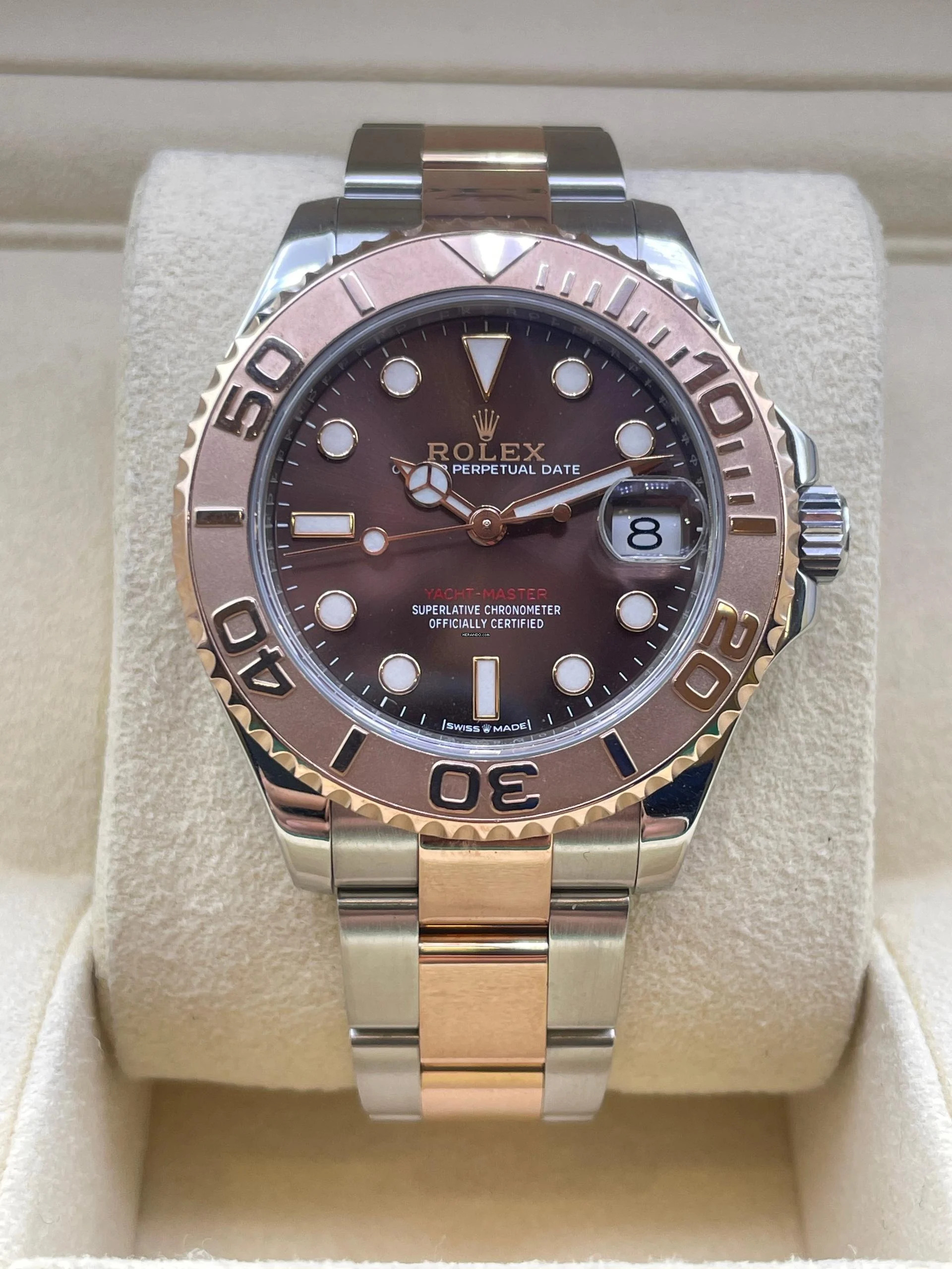 Rolex Yacht-Master 37 Steel/Rose Chocolate D. FULL SET w. BOX + PAPERS Top Condition year:2019 LC Austria