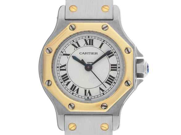  Cartier Santos Octagon PM kleines Modell Ref.0907 1999 Box&Beschreibung sehr gut Vintage Santos Octagon PM kleines Modell 