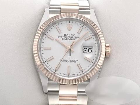  Rolex Datejust 36 126231 2019 Edelstahl Rosegold 750 Automatik Stainless Steel 18kt Rose Gold Oyster-band Chronometer White Dial 