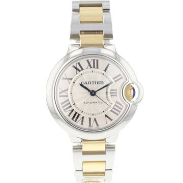  Cartier Ballon Bleu Medium Steel Gold Silver Dial 