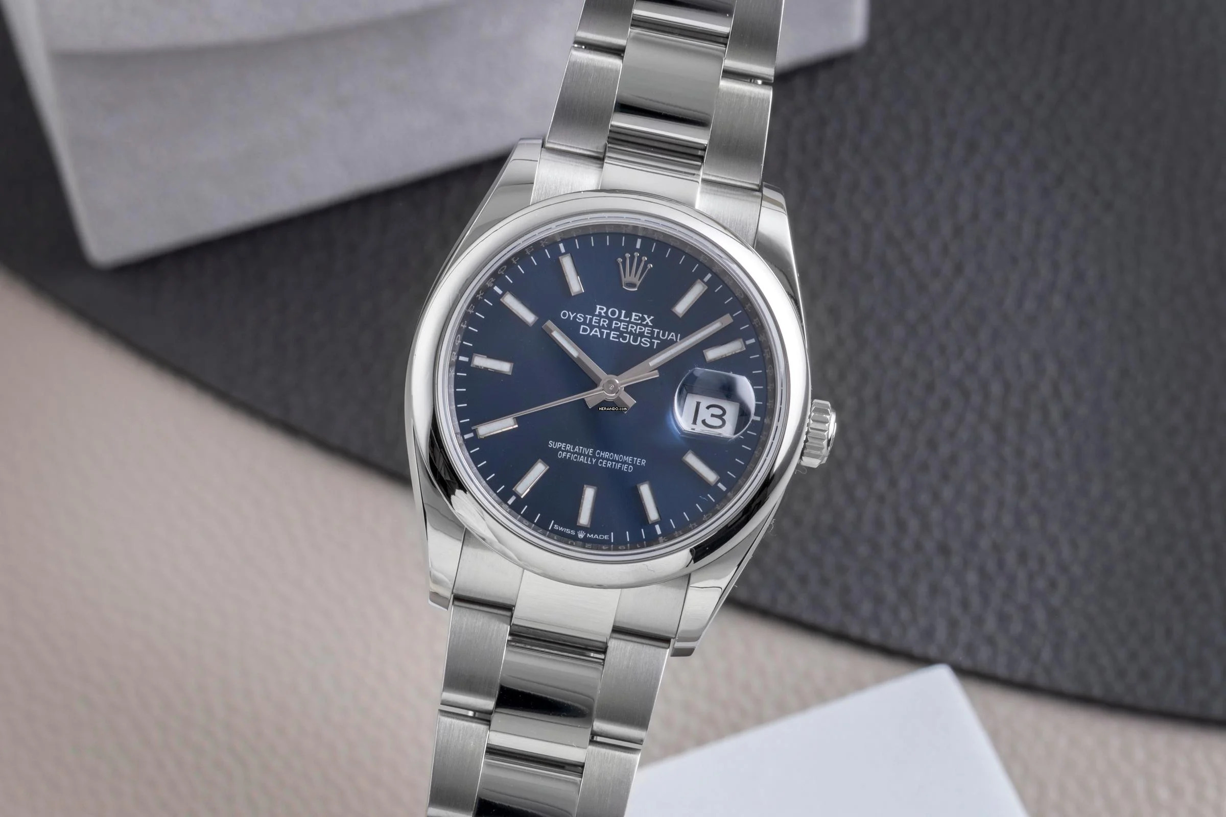 Rolex Datejust 36 Blue Dial Oyster Stahl Automatik Herrenuhr Ref 126200 B&P 2021