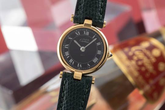  Cartier Vendome must de Cartier Vendome SM 925 Silber vergoldet Damenuhr Ref. 84978913 