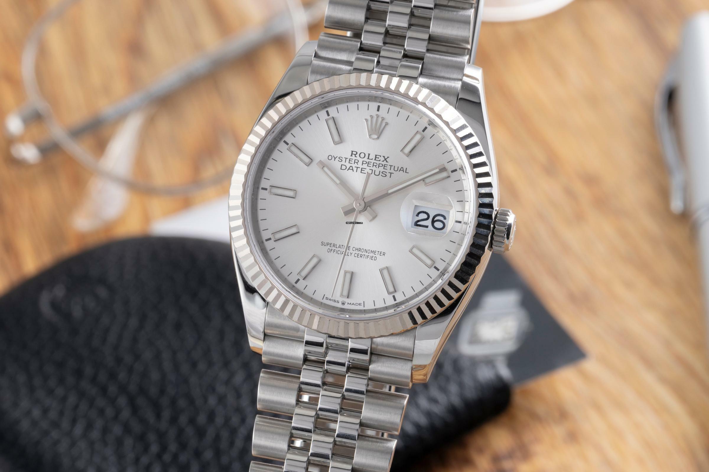 Rolex Datejust 36 Stahl / Weissgold Automatik Herrenuhr Ref. 126234 B&P 2021