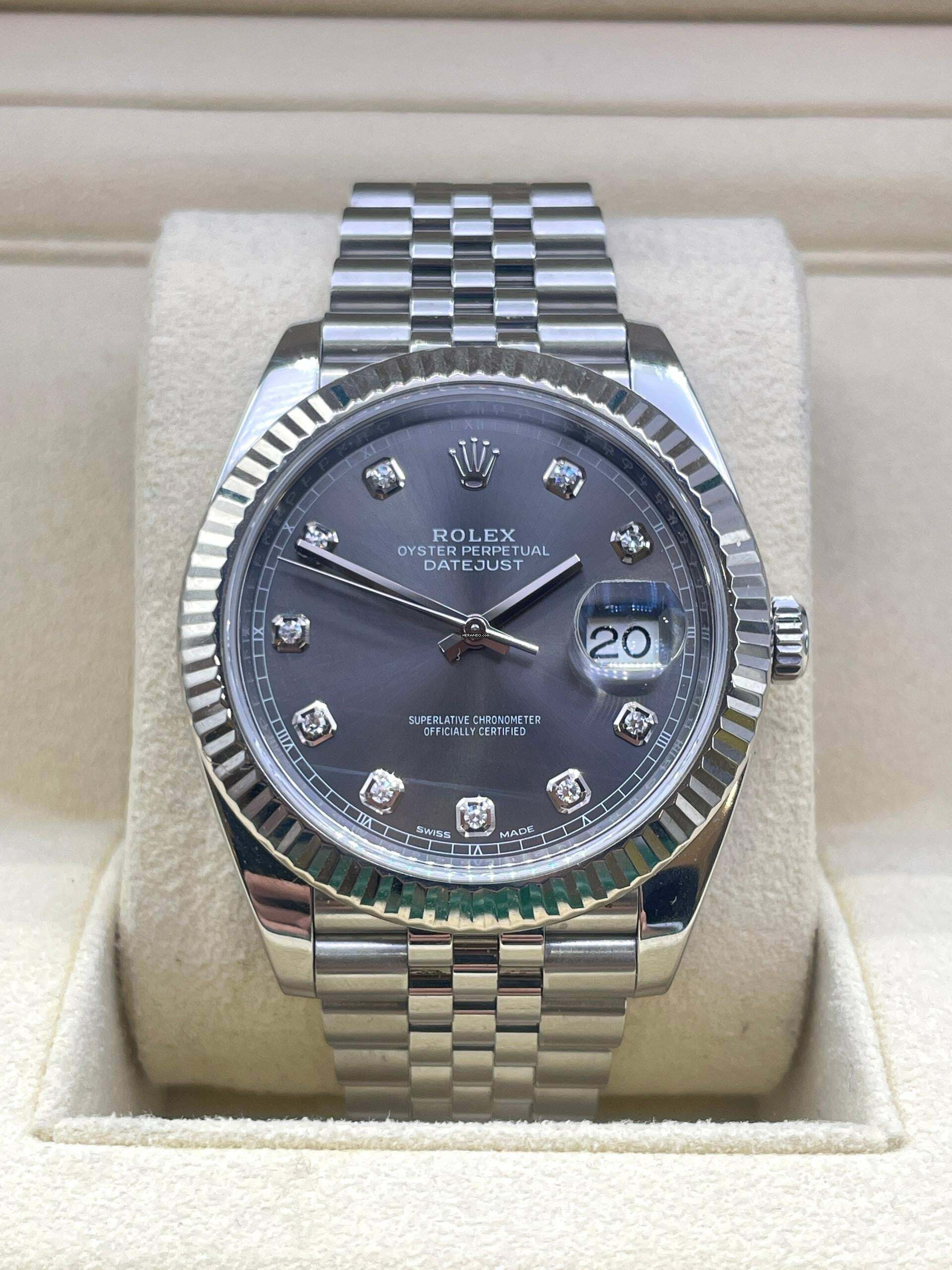 Rolex Datejust 41 Rhodium Diamond Dial with Papers year:2020 nice condition