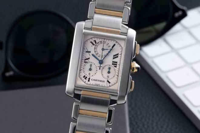  Cartier Tank Française Stahl Gold Chronoflex Chronograph Ref. W51004Q4 2303 B&P 