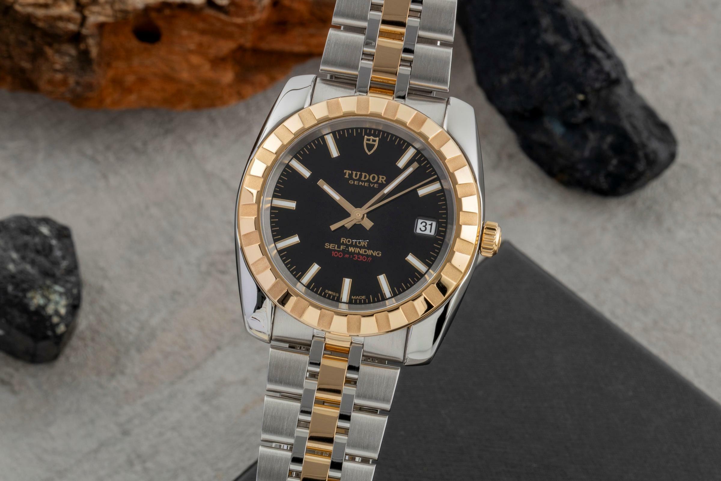 Tudor Classic Date Stahl / Gold Automatik Herrenuhr Ref. 21013 B&P 2020