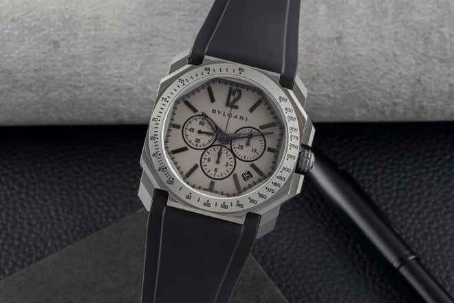  Bulgari Octo Velocissimo Chronograph Titan Automatik Herrenuhr Ref. 102859 B&P 