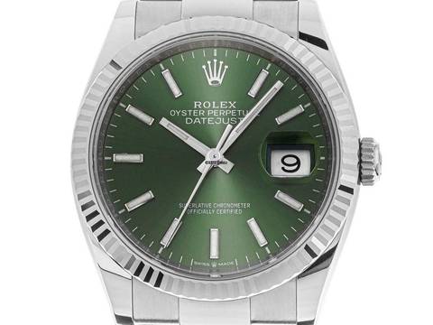  Rolex Datejust 36 Ref.126234 2024 Full Set wie Neu Datejust Stahl 18kt Weißgold Green Dial 