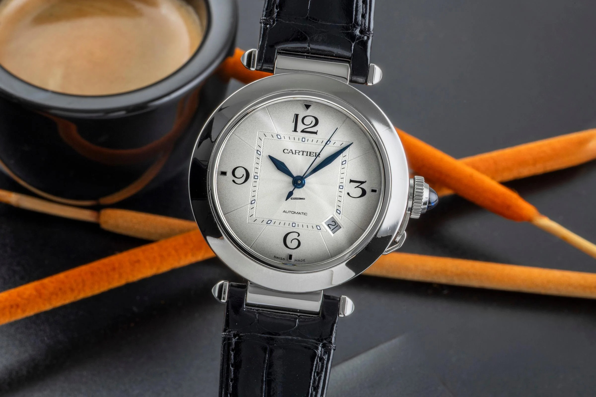 Cartier Pasha 41 Automatik Datum Stahl Herrenuhr Ref. WSPA0010 Papiere 2021