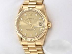 Thumbnail von Rolex Datejust 31 31mm Medium Gelbgold 750 Diamanten Automatik 18kt Yellow Gold Damen President-band Chronometer Oyster