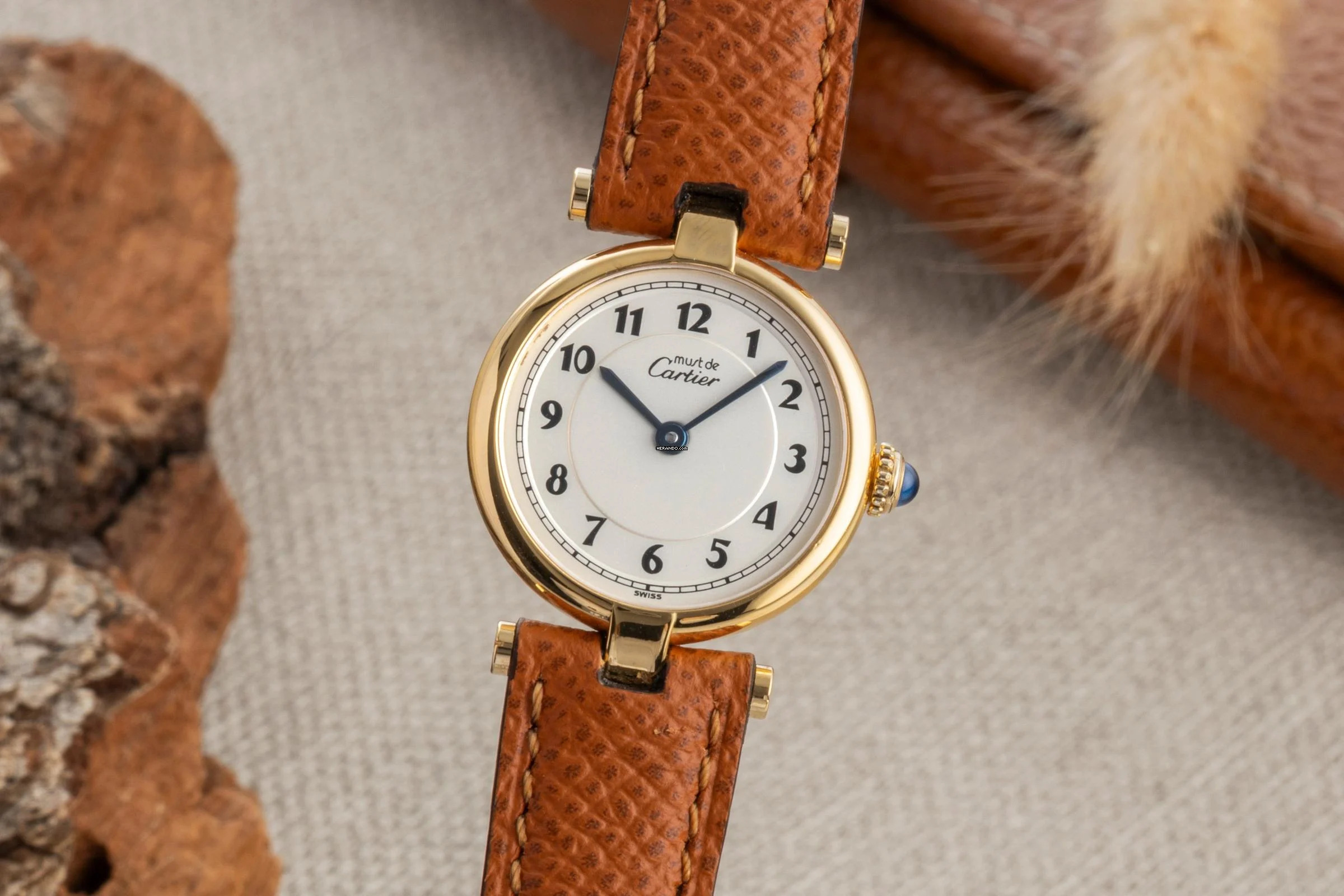 Cartier Vendome must Vendome Louis Cartier SM Vermeil 925 Silber Damenuhr Ref. W1005354