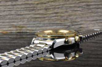 Thumbnail von Omega Speedmaster Date 39 Automatik TIP TOP VINTAGE Stahl / Gold langes Armband