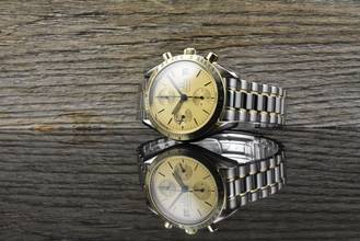 Thumbnail von Omega Speedmaster Date 39 Automatik TIP TOP VINTAGE Stahl / Gold langes Armband