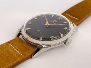 Thumbnail von Omega Classic Vintage Rare Black Honeycomb Dial Unrestored Serviced 35mm 2605 2605