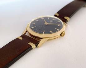Thumbnail von Omega Classic Vintage KFOF Solid Rose Gold 14ct Vollgold Black Restored Dial