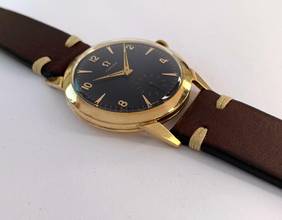 Thumbnail von Omega Classic Vintage KFOF Solid Rose Gold 14ct Vollgold Black Restored Dial