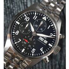Thumbnail von IWC Fliegeruhr Chronograph With Black Dial On Stainless Pilot Chronograph Iwc NEW FULL SET