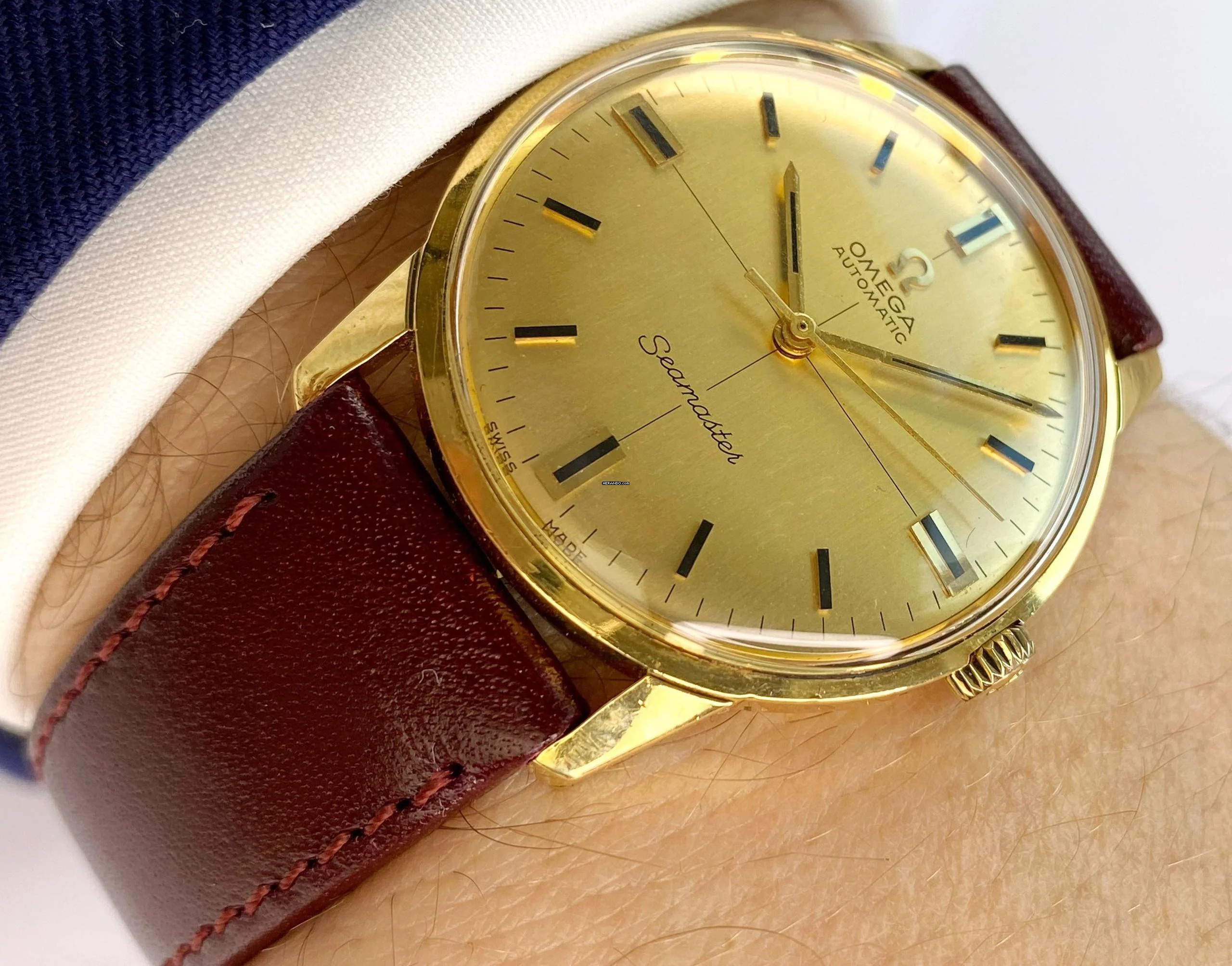Omega Seamaster Vintage Automatic Automatik ref 165001 Solid Gold Vollgold 165001