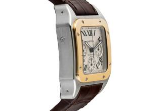 Thumbnail von Cartier Santos 100 Chronograph Stahl / Gold Automatik Ref. W20091X7 B&P