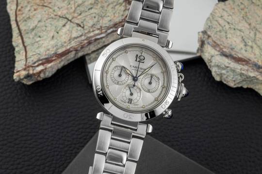  Cartier Pasha Seatimer Stahl Automatik Herrenuhr Ref. W31030H3 Box 
