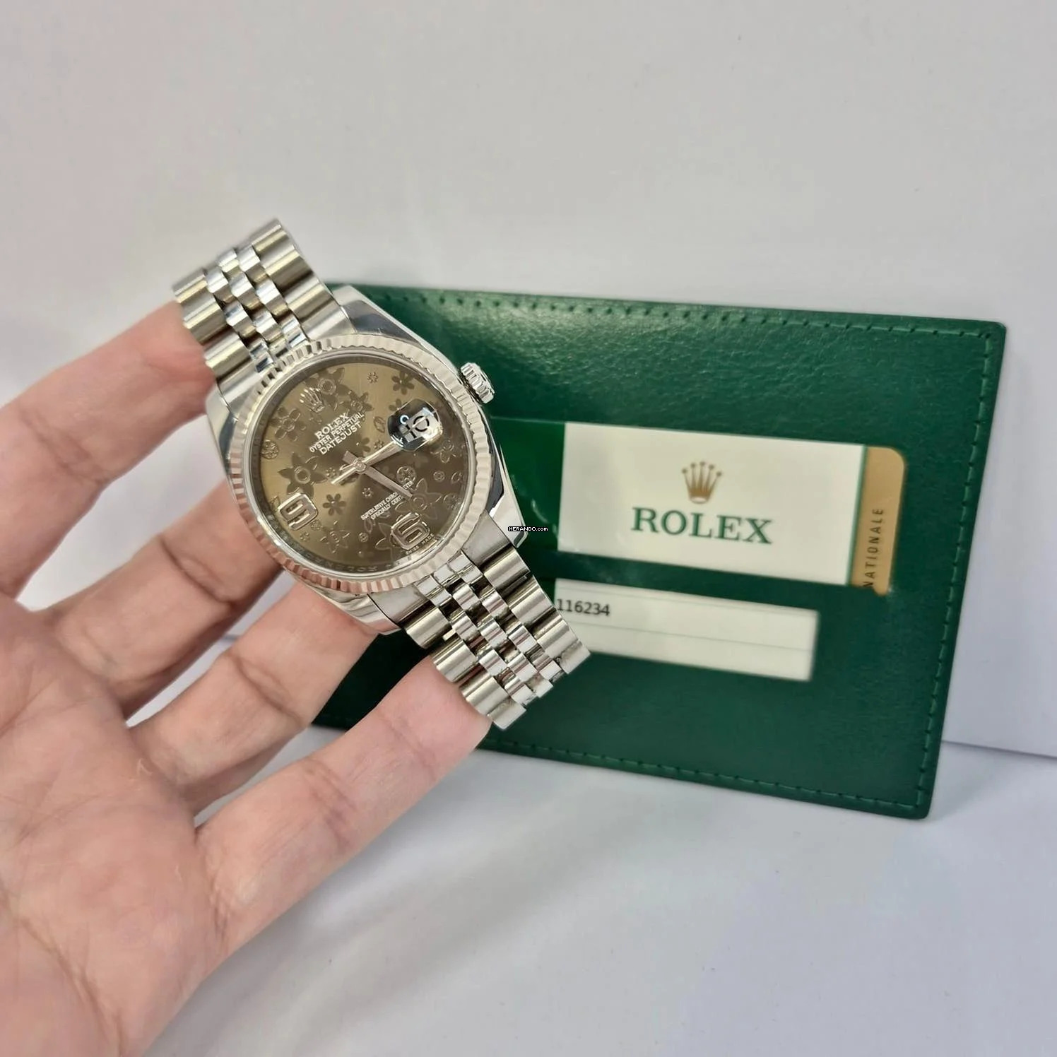 Rolex Datejust 36 36mm Ouro Branco & Aço Floral Edition Automático Completo