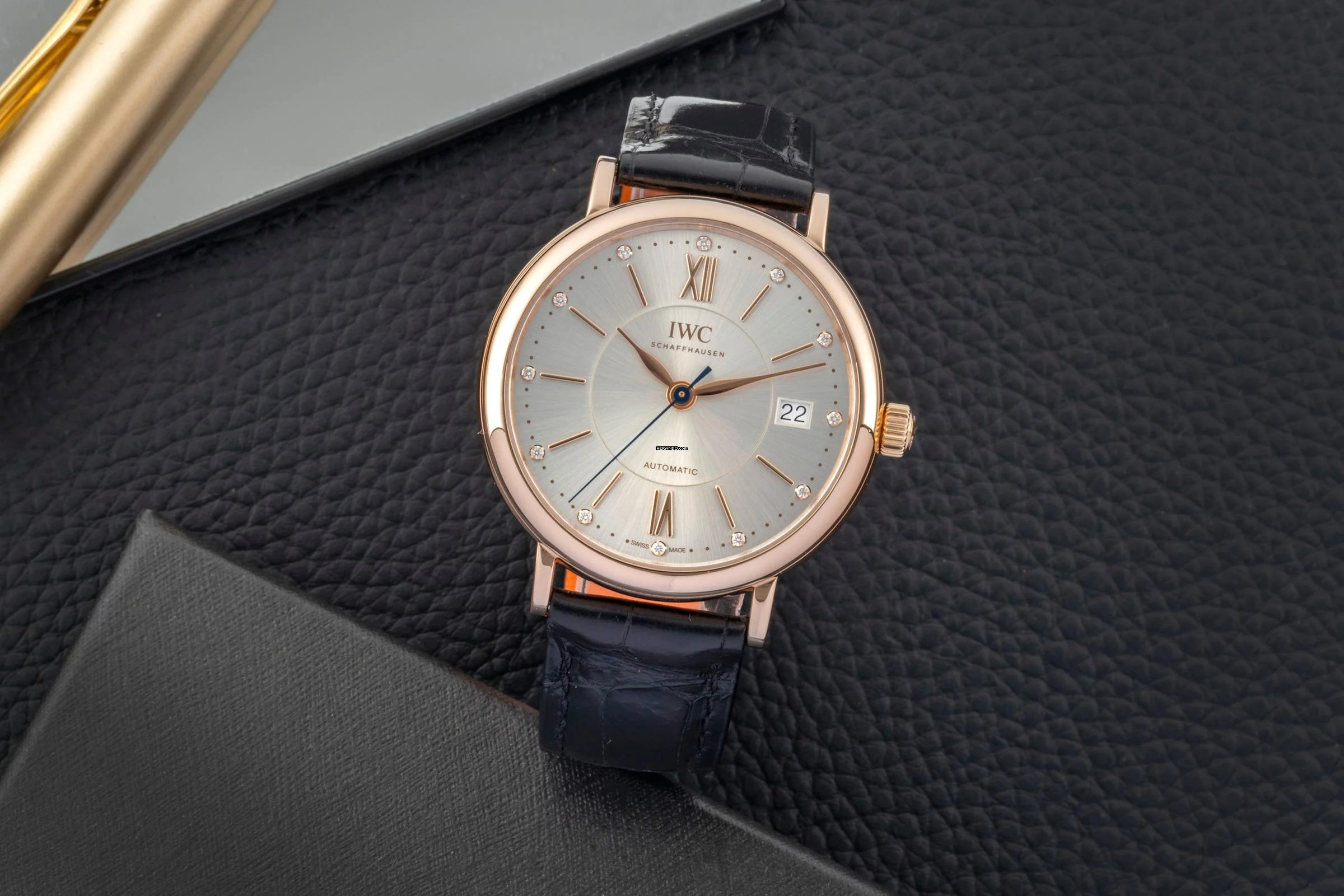IWC Portofino Automatic 18k (0,750) Roségold Diamanten Automatik Ref IW458105 Papiere 2017