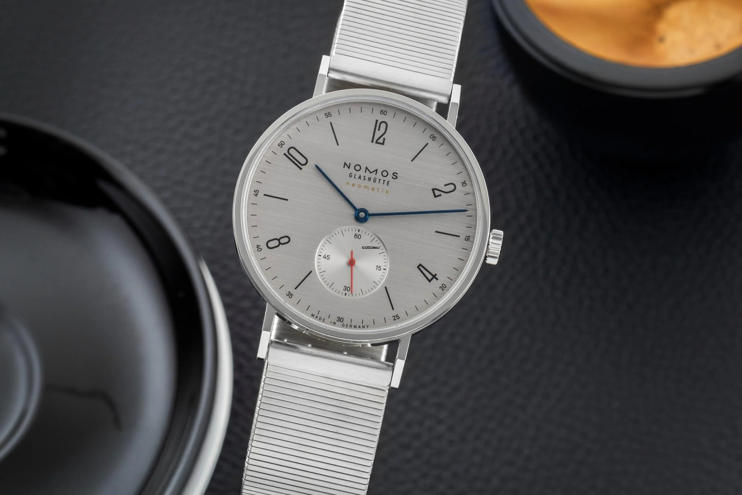 NOMOS Tangente Neomatik 39 Silvercut Stahl Automatik Ref. 141 Box