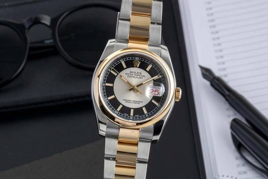  Rolex Datejust 36 Stahl / Gold Tuxedo Dial Automatik Ref. 116203 F-Serie B&P 2005 