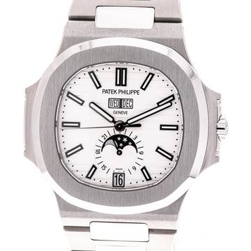  Patek Philippe Nautilus White Annual Calendar – 5726/1A-010 – like NEW – 2013 Full Set 