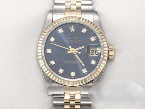  Rolex Datejust 31 Medium Stahl Gelbgold 750 Diamanten Automatik Gold Stahl Damen Stainless Steel 18kt Yellow Gold Jubilé-band Chronometer Oyster Blue Dial 