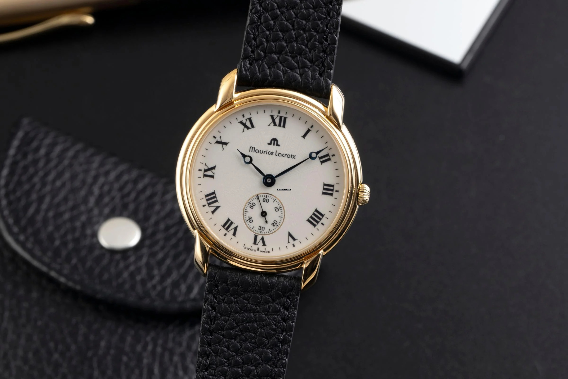 Maurice Lacroix Mecanique Messing vergoldet Handaufzug Herrenuhr Ref. 4905