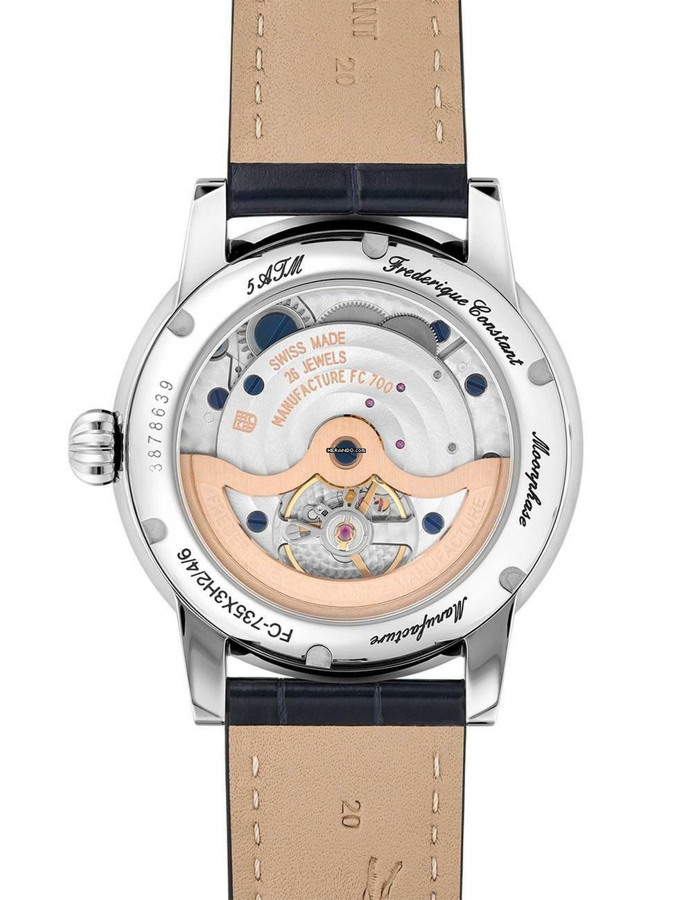 Frederique Constant Classics Moonphase FC-735S3H6 Herrenuhr Classic Power Reserve Big Date Auto Mondphase 40mm 5ATM