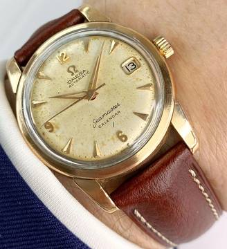  Omega Seamaster Calendar Automatic Automatik Vintage Rose Gold Plated 2849 2849 