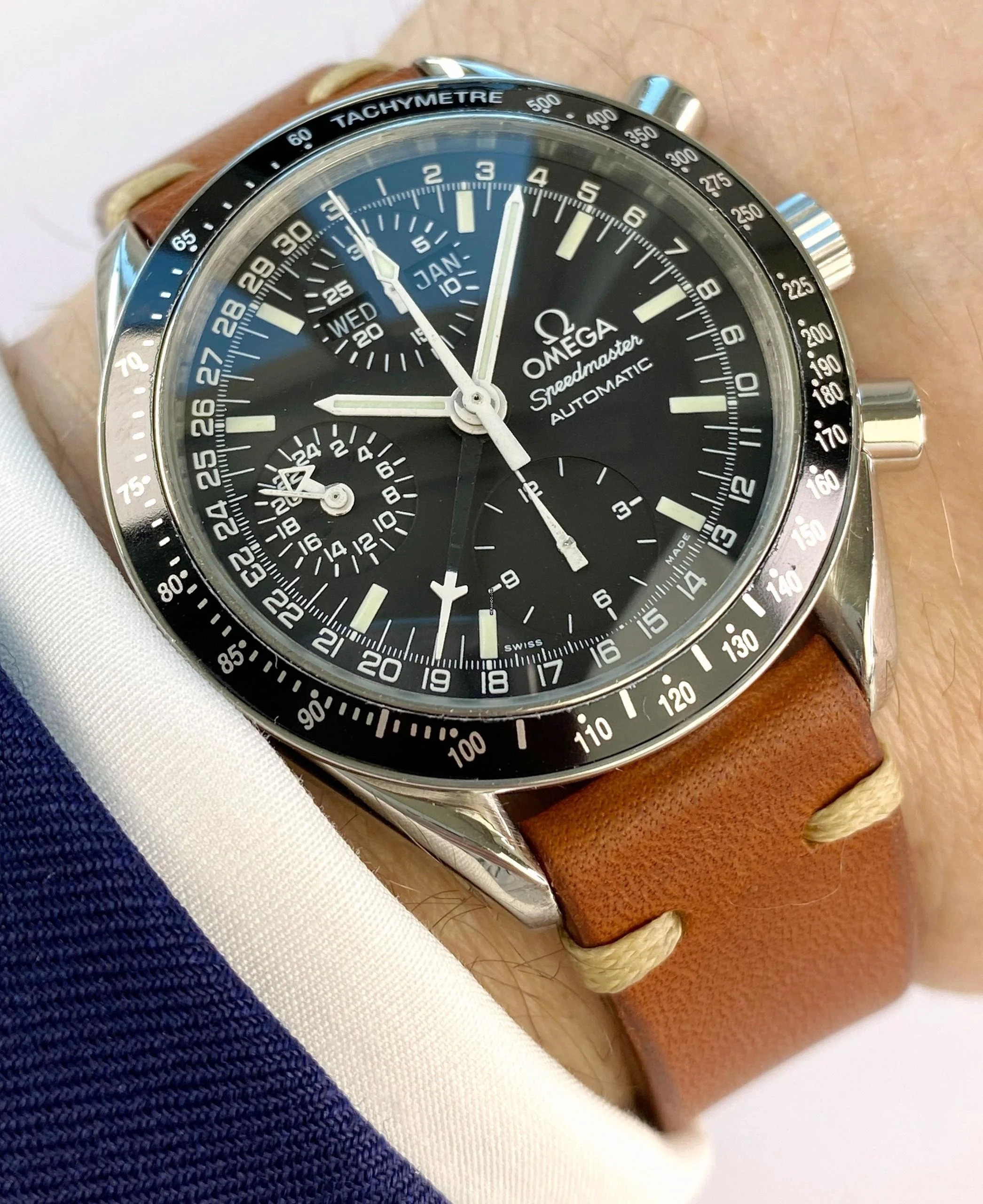 Omega Speedmaster Vintage Automatic Automatik Triple Date FULL SET Serviced 38205000 38205000
