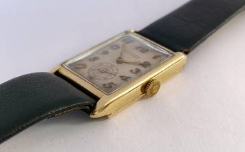 Thumbnail von Movado Serviced Vintage Chronometer Chronometre Tank Solid Gold Breguet-Numbered Dial