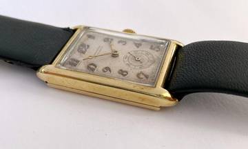 Thumbnail von Movado Serviced Vintage Chronometer Chronometre Tank Solid Gold Breguet-Numbered Dial