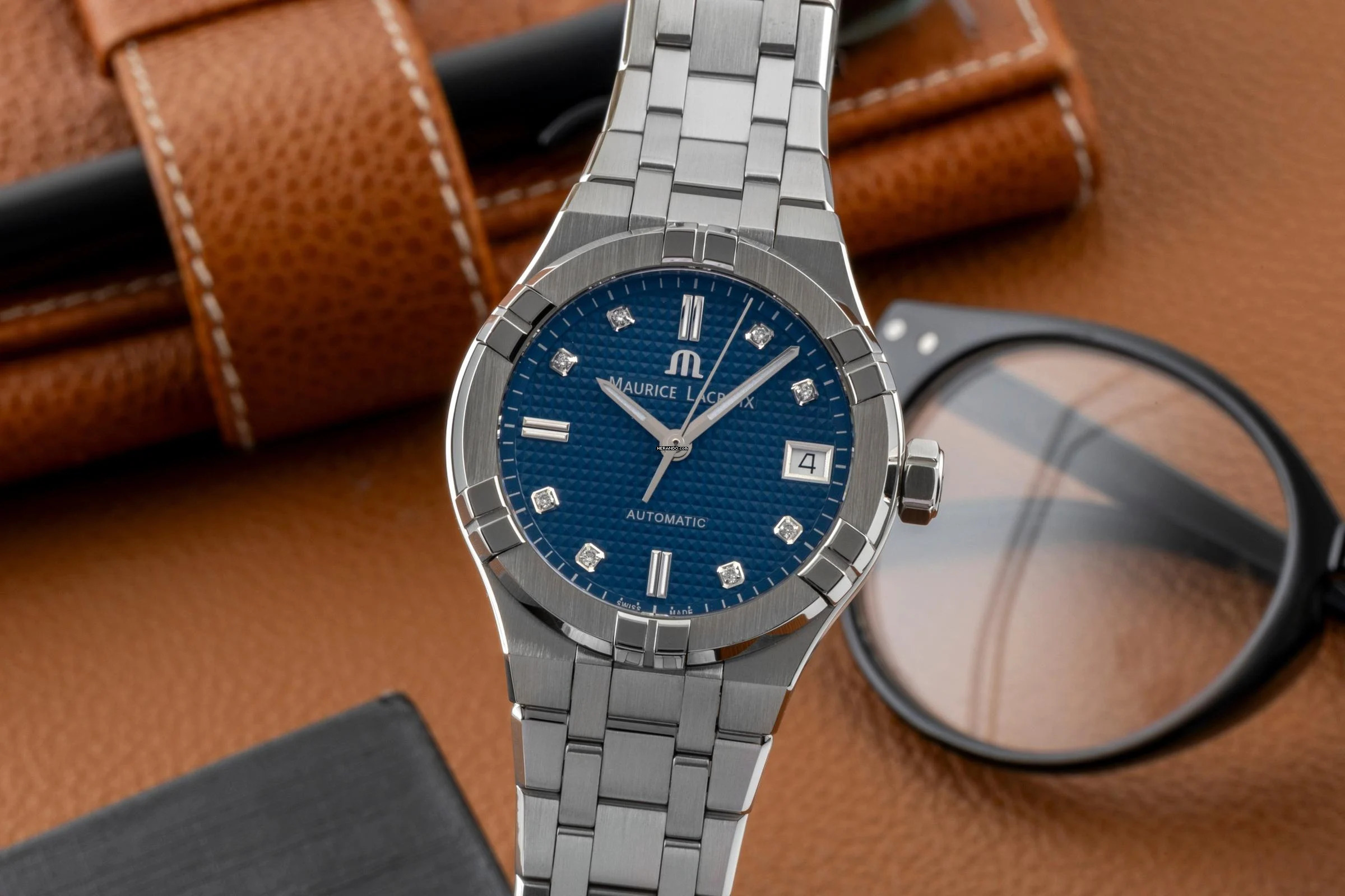 Maurice Lacroix AIKON Stahl Automatik Damenuhr Ref. AI6006-SS002-450-1 B&P 2023