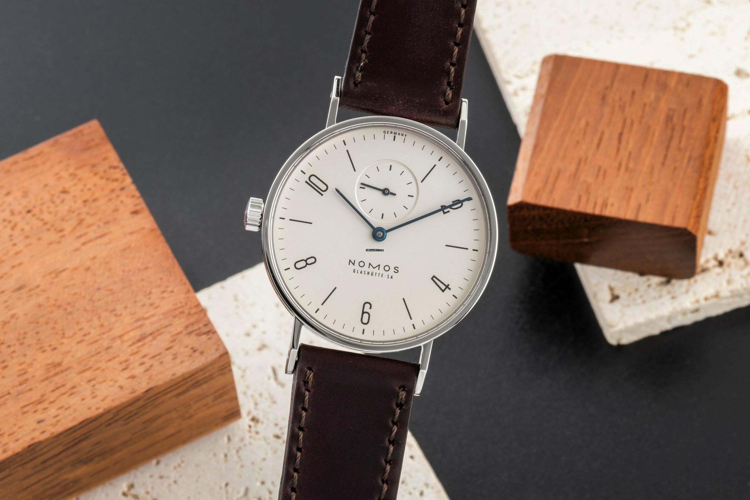 NOMOS Tangente Stahl Handaufzug Herrenuhr Lävograph Limited Box & Papiere 2005