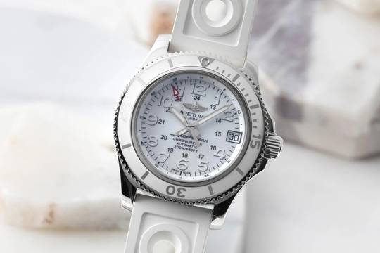  Breitling Superocean II 36 White Automatik Medium Size Ref. A17312D2/A775 B&P 