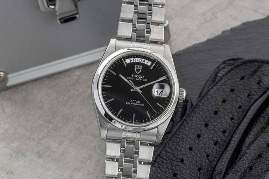  Tudor Prince Date Day Black Dial Edelstahl Automatik Herren Ref. 76200 