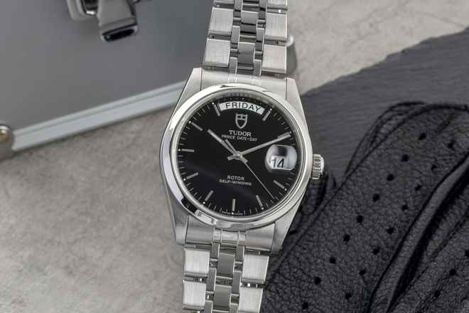  Tudor Prince Date Day Black Dial Edelstahl Automatik Herren Ref. 76200 