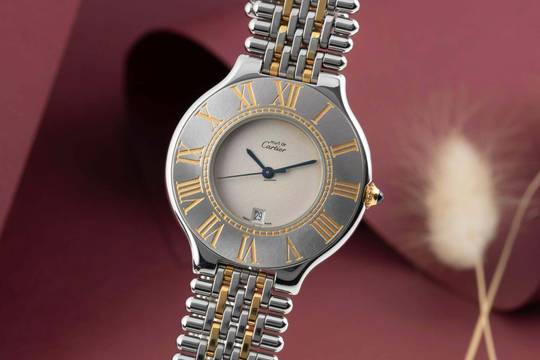  Cartier 21 Must de Cartier XL Stahl / vergoldet Quarz Ref. W10052F4 