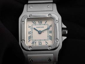 Thumbnail von Cartier Santos Galbée Lady PM Ref.1565 2004 Box&Beschreibung sehr gut Vintage Santos Galbee Lady PM kleines Modell