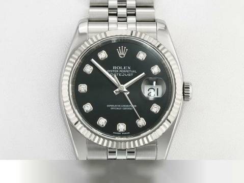  Rolex Datejust 36 36mm 116234 2015 Stahl Weissgold 750 Diamanten Automatik Stainless Steel 18kt White Gold Jubilé-band Chronometer Oyster Black Dial 