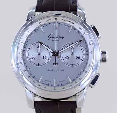  Glashütte Original Senator Chronograph XL Silver 44mm Klassiker Cal 39 Edelstahl B+P 